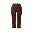 thumbnail image 2 of Uqiangy Women's Straight Leg Comfort Capri w/Tummy Control and Secret Pocket Capri Pants for Women Casual Summer Dressy Pull On Stretch High Waisted Crop Work Leggings with Pockets Coffee S, 2 of 5