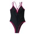 thumbnail image 1 of Aayomet Swimming Suits for Women Plus Size V Neck Mesh Sheer Tummy Control Bathing Suit with Adjustable Wide Straps,BK2 M, 1 of 5