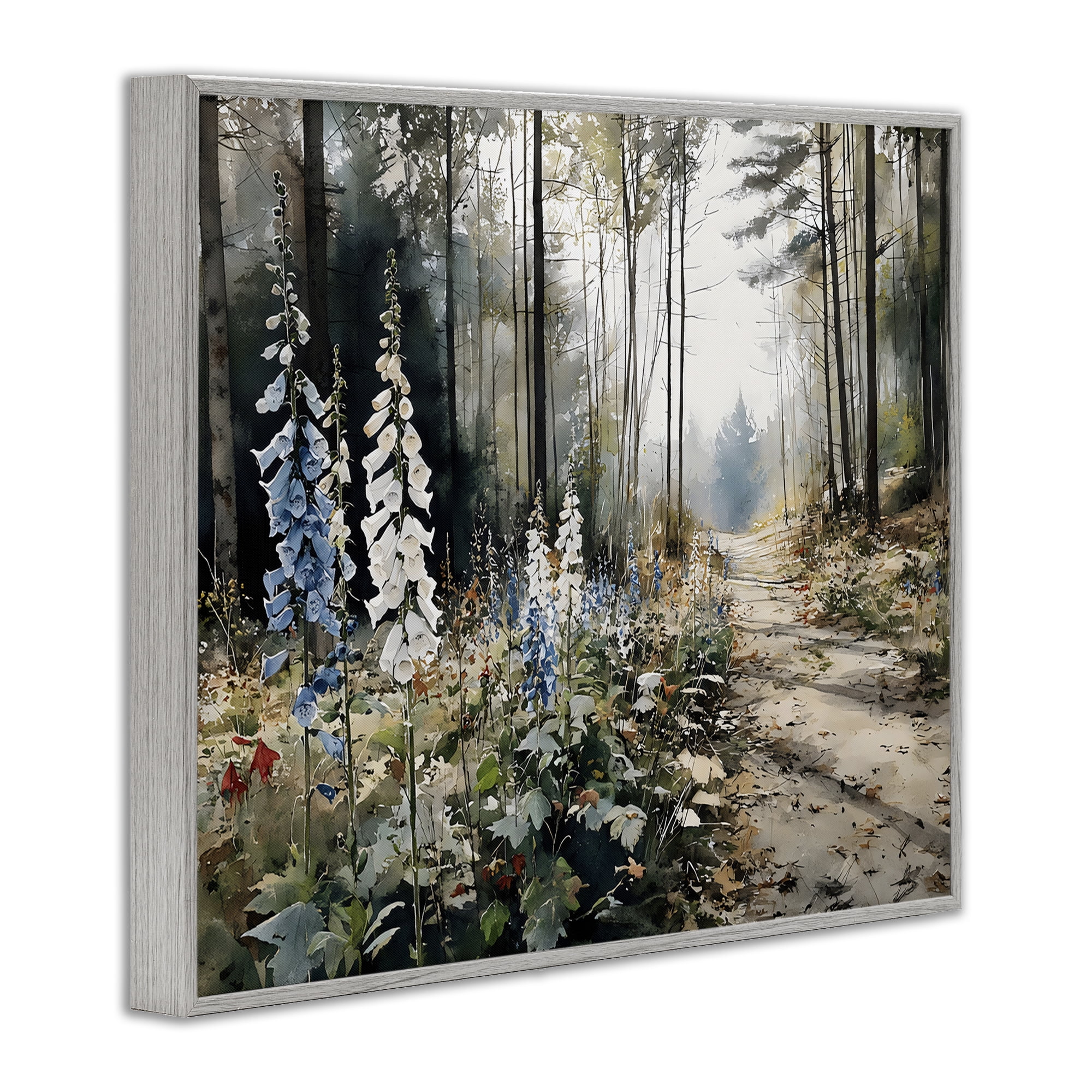 Stupell Industries Foxglove Path Sunlit Woods Gray Framed Giclee Art, design by Franklyn Gregory