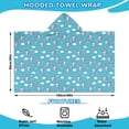 thumbnail image 2 of Blue Cartoon Unicorn Head Star Cloud Pattern Hooded Bath Towel，60"x35" for Ages 3 To 12 Kids, Quick Dry Lightweight Soft Microfiber Hood Beach Towel Cover Up for Kids, 2 of 7