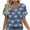 #0121-Navy, variant on Uootdi Floral Print V Neck Short Sleeve Shirt for Women Casual Loose Fit Clothes Loungewear Summer Fashion Going Out Tops Gift