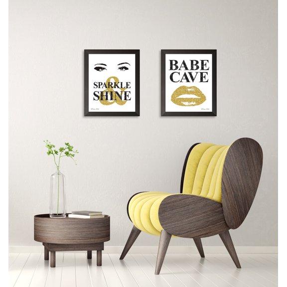 Gango Home Decor Contemporary Babe Cave & Sparkle & Shine; Two 12x16in Art Prints in Black Frames