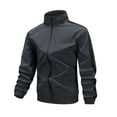 thumbnail image 1 of Dagegui Mens Hiking Jackets Stand Collar Windbreaker Softshell Jacket Fall Windproof Zip Up Coat with Pockets Dark Gray L, 1 of 3