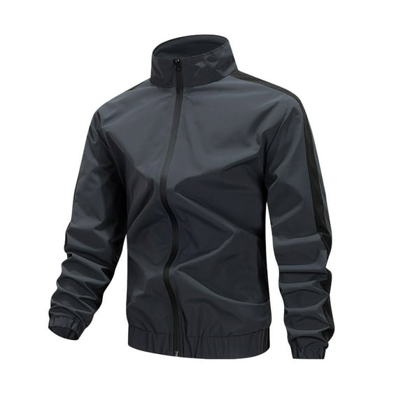 Dagegui Mens Hiking Jackets Stand Collar Windbreaker Softshell Jacket Fall Windproof Zip Up Coat with Pockets Dark Gray S