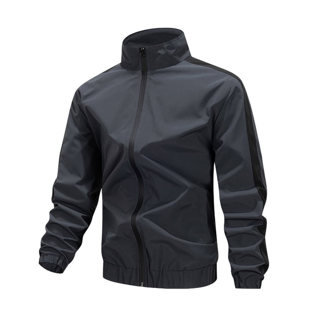Dagegui Mens Hiking Jackets Stand Collar Windbreaker Softshell Jacket Fall Windproof Zip Up Coat with Pockets Dark Gray L