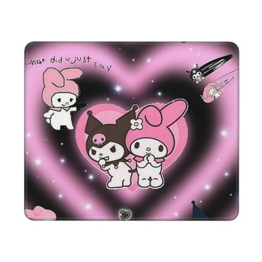Kuromi And Melody Heart Mouse Pad,Extended Contour Mouse Mat for Home and Office,Gaming Mousepad Laptop Keyboard Mat with Non-Slip Rubber Base,Stitched Edges (10x12inch )
