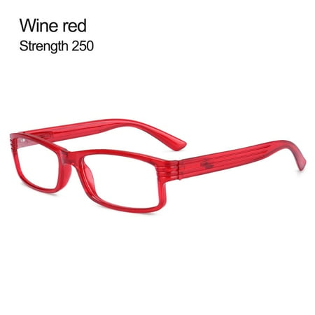Men Women Portable Comfortable Vintage Ultra Light Frame PC Eyeglasses Reading Glasses Computer Goggles WINE RED STRENGTH 250