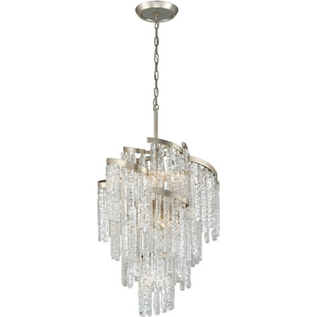 

Chandeliers 9 Light Bulb Fixture With Modern Silver Leaf Finish Hand-Crafted Iron and Hand-crafted Venetian Glass E12 43 540 Watts