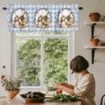 thumbnail image 6 of Easter Bunny Rod Pocket Curtain Valance, Spring Easter Eggs Chick Floral Blue Check Farmhouse Window Valance for Living Room, Bedroom, Kitchen 54"W x 18"L, 6 of 9