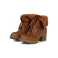 thumbnail image 5 of Women Faux Fur Cuff Stacked Lug Sole Chunky Heel Combat Boot 19543, 5 of 6