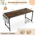 thumbnail image 3 of Costway Set of 2 Meeting Room Desk with Charging Station & Headphone Hook Metal Frame Brown, 3 of 8
