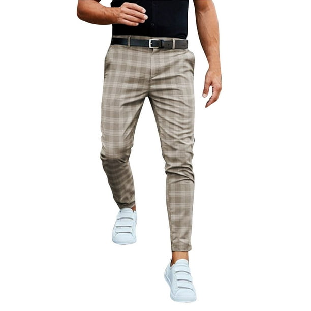 QunButy Casual Pants For Mens Men's Fashion Casual Loose Plaid
