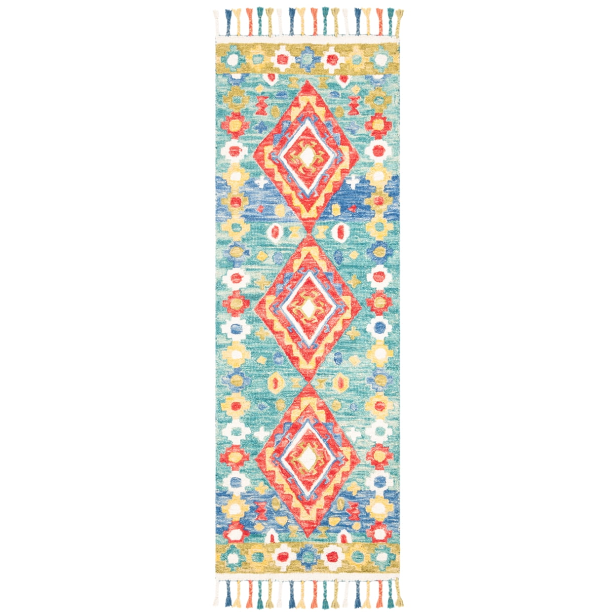 SAFAVIEH Aspen Linnette Colorful Geometric Wool Area Rug, Green/Red, 3' x 5'