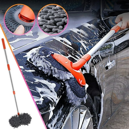 

Krqap Spin Mop Retractable Double-Layer Car Washing Brush Which Can Rotate 360 ° Flexibly Is Used For Car Washing Paint Friendly And Scratch Free Car Cleaning Brush Swifter Orange