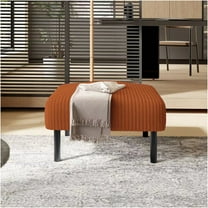JERFIT Corduroy Ottoman Footstool with Legs, Soft Padded Square Storage Stool for Living Room, Bedroom, Entryway, Orange