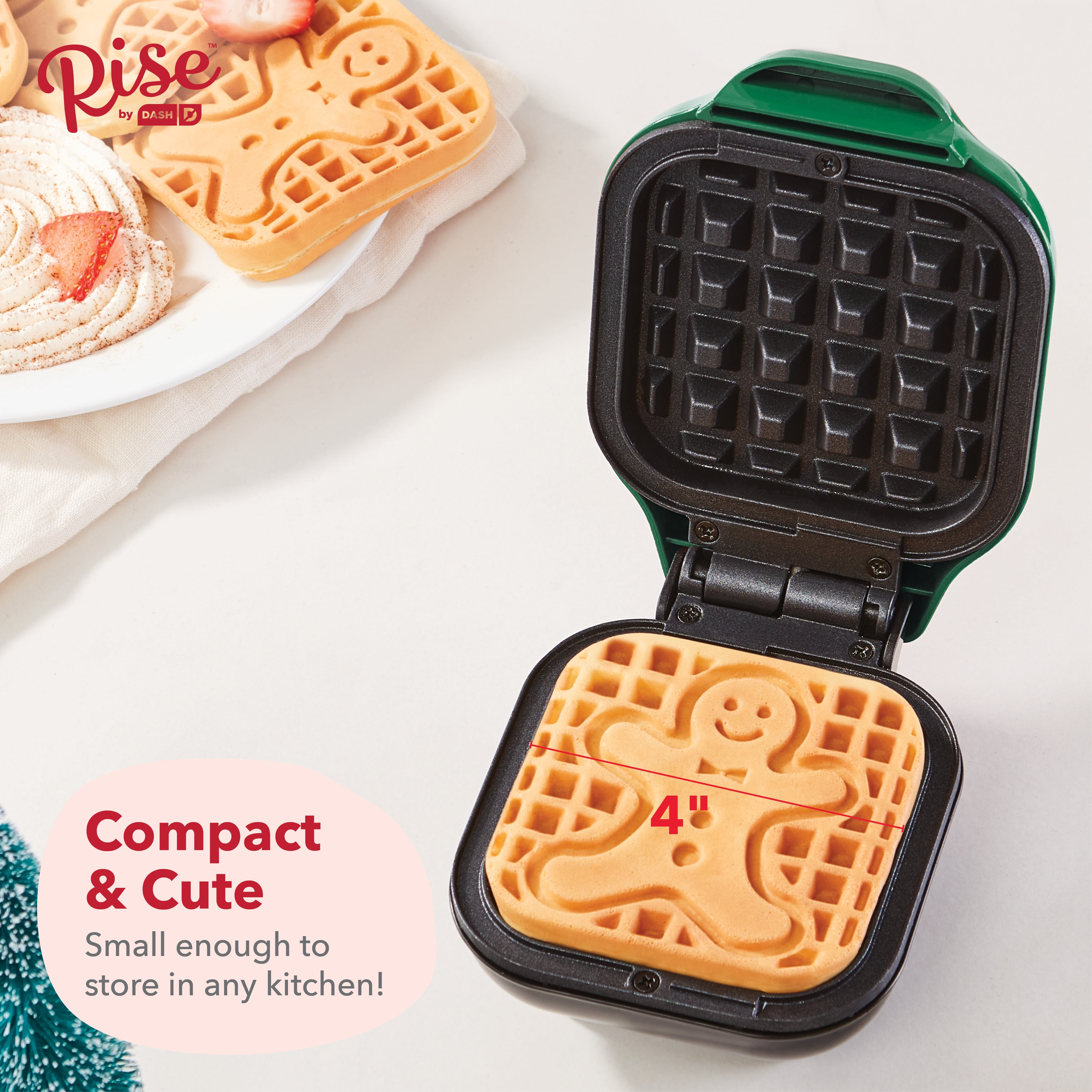 Mini Waffle Maker Gingerbread Man by Dash 4 Cooking Surface