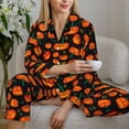 thumbnail image 6 of Lsque Pumpkin Fallen Leaves Pattern Long Sleeve Pajama Set for Women - Soft 2-Piece Sleepwear and Loungewear Set with Pockets, Comfy Nightwear-X-Large, 6 of 7