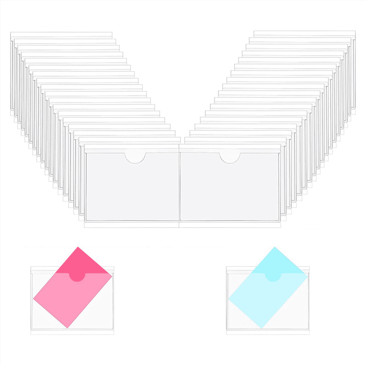 180Pcs Self-Adhesive Label Card Holder Index Pockets 6X8.5cm Clear Plastic Adhesive