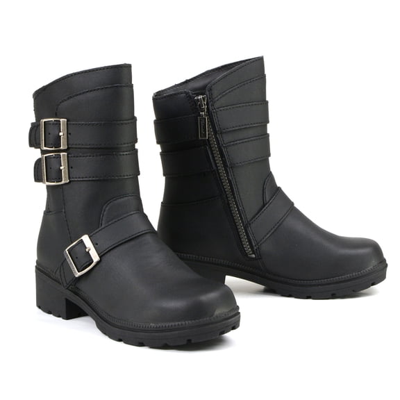 Milwaukee Motorcycle Clothing Co. Women's Cameo Black Leather Motorcycle Boots, MB253 7.5