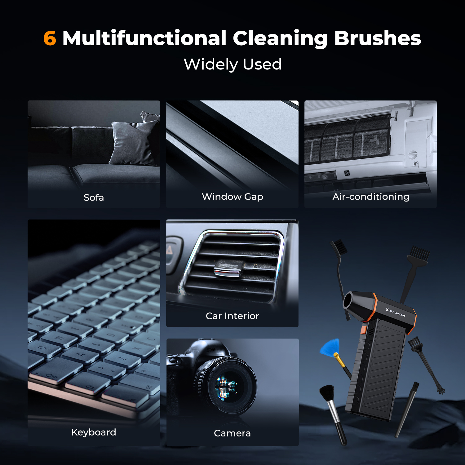 K&F Concept 2-in-1 Magnetic Compressed Air Duster, Electric Air Duster 300000RPM Vacuum Cleaner 3 Gear Super Wind Power Rechargeable for Computer, Keyboard, Car, Home,Outdoor Cleaning
