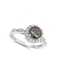thumbnail image 4 of Multi-color CZ Round Halo Engagement Ring .925 Sterling Silver Band Black Jewelry Female Size 8, 4 of 4