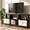 Black Brown + White, variant on Manora TV Stand for TVs up to 65 Inch, Industrial Entertainment Center with Open Storage Shelves & Drawers, TV Media Console Table for Living Room, Bedroom, Walnut & White