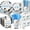 Light Blue and Brown, variant on 452 Pcs Party Supplies Serve 50 Guests, Paper Plates Napkins Cups Cutlery Plastic Tablecloth Dinnerware for Birthday Wedding Party Decoration(Dark Blue, Space)