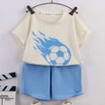thumbnail image 4 of Glisme Kids Boys Outfit Set Graphic Print Short Sleeve Crew Neck Shirt With Fashion Shorts Set Summer Comfortable Toddler Boys Outfit Size 7-8 Years Light blue, 4 of 5