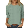 thumbnail image 6 of Crew Sweatshirts Womens Fashion Solid Loose T-Shirt Mid-Length 3/4 Sleeves Blouse Round Neck Casual Tops Free People Top Christmas Gifts, 6 of 6