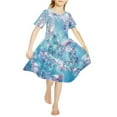 thumbnail image 2 of Yuyamidu Blue Butterfly A Line Dresses for Kids Girls 5-6 Bling One-Shoulder Swing Dress Elastic Comfortable Skater Dress Formal Party Special Occasion Flowy Dresses, 2 of 6