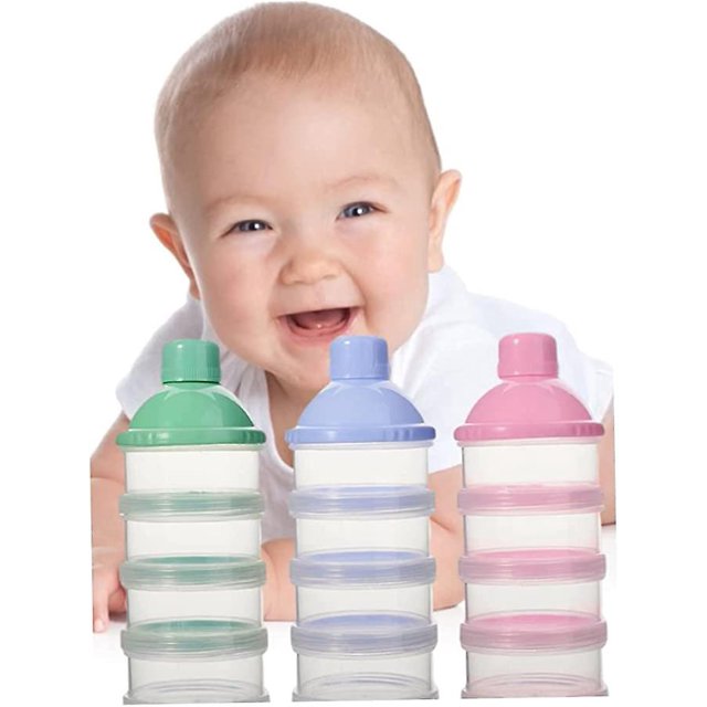 Caja de leche en polvo de 4 capas, dispensador de fórmula para bebé, caja de aperitivos desmontable para bebé, contenedor rosa, caja de leche en polvo apilable