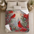 thumbnail image 4 of Winter Cardinals With Red Poinsettias, Naturalistic Winter Botanical Illustration for Bird And Flower Enthusiasts, Christmas Gift, Cozy Flannel Blanket and Home Decor for Living Room and Bedroom, 4 of 7