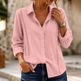 thumbnail image 5 of TEAJOPSUU Women's Trendy Cotton Blend Tops Long Sleeve Collared Button Down Shirts Casual Lace Trim Comfy Blouses B-Pink, 5 of 5