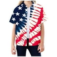 thumbnail image 2 of Baby Boy Summer Clothes Teen Kids Boys Short Sleeve Independence Day 4Th of July Flag Prints Shirts Trendy Tops Summer Tops Red 5 Years-6 Years, 2 of 4