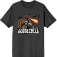 thumbnail image 3 of Turkey Gobblezilla Adult Charcoal Crew Neck Short Sleeve Tee-Medium, 3 of 4