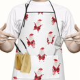 thumbnail image 2 of White Christmas Santa Pattern Apron-Garden Aprons for Women with Pockets-Cotton Linen Waterproof Kitchen Cooking Gardening Aprons Adjustable for Kitchen,Cooking,BBQ and Salon 33"x27", 2 of 7