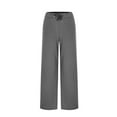 thumbnail image 3 of FRSASU Women Fall Winter 2 Piece Outfits Solid Sets High Neck Top Drawstring Wide Leg Pants Lounge Sets Dark Gray XXL(XXL), 3 of 8