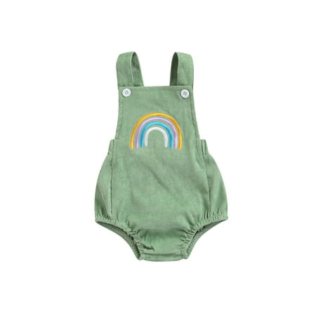 

ZIYIXIN Newborn Baby Girl Summer Romper Infants Rainbow Print Suspender Bodysuit Toddlers Backless Strap Clothes Green 18-24 Months