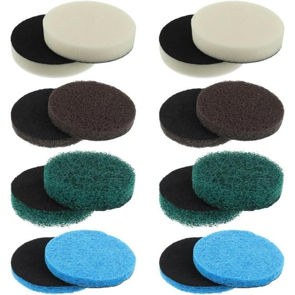 16pcs Power Brush Scouring Pads Electric Cleaning Brush Pad Set 4 Foam Pads 4 Kitchen Mats 4 Performance Pads 4 Microfibre Pads Abrasive Buffing Pads Replacement Indoor Outdoor Cleaning Kitchen Pad Fo