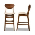 thumbnail image 3 of Baxton Studio Katya Mid-Century Modern Sand Fabric Upholstered and Walnut Brown Finished Wood 2-Piece Bar Stool Set, 3 of 7
