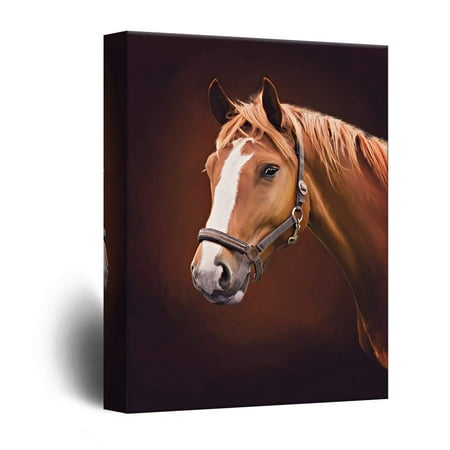 wall26 - Canvas Wall Art - Red Horse Portrait - Giclee Print Gallery Wrap Modern Home Decor Ready to Hang - 32x48