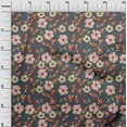thumbnail image 2 of oneOone Cotton Silk Gray Fabric Flower Watercolor Sewing Material Print Fabric By The Yard 42 Inche Wide, 2 of 4
