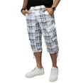 thumbnail image 3 of X RAY JEANS Mens Belted 18" Inseam Below Knee Long Cargo Shorts, Plaid Blue/White, 36, 3 of 8