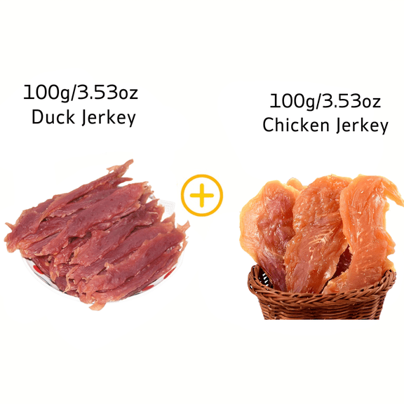 TenderTouch All-Natural Dog Treats Variety Pack - Dehydrated Chicken Breast (3.5oz) & Savory Duck Strips (3.5oz) - High Protein, Grain-Free Pet Snacks, 7oz Total