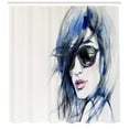 thumbnail image 3 of Ambesonne Abstract Shower Curtain, Watercolor Woman Image, 69"Wx70"L, Coconut Blue and Black, 3 of 3