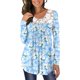 thumbnail image 3 of Tops de Mujer Blusa Casual Elegante Camisas de Manga Larga Otoño Túnica Estampada Suelta Panel de Encaje Plisado Odeerbi ODB170962, 3 of 8