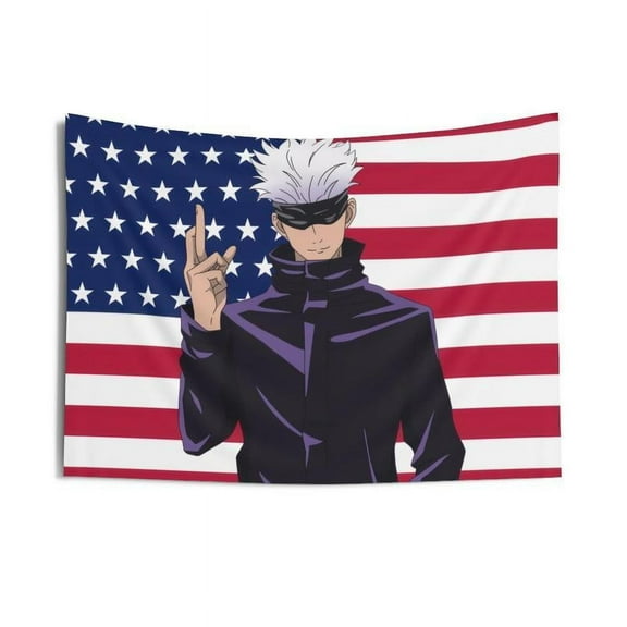 Gojo Satoru American Flag, Trendy Room Tapestry, anime tapestries,