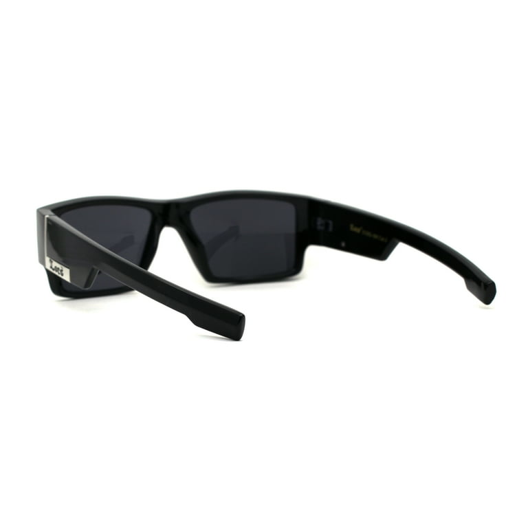 All Black 90s Mens Locs Thick Temple Squared Rectangular Cholo
