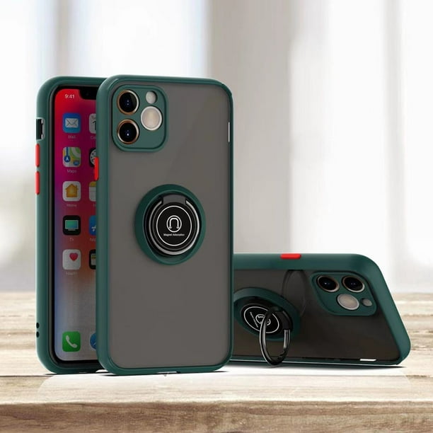 Funda protectora de lente de cámara de lujo Coque para iPhone 11 12 13 14 Pro Max X XR XS Max 6 7 8 Plus soporte de anillo cubierta trasera mate Tan Jianjun unisex