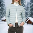 thumbnail image 2 of successthop Womens Quilted Down Jacket Lightweight Outwear Snap Cold Weather Long Sleeve Coat Solid Winter Clothes Blue, 2 of 6
